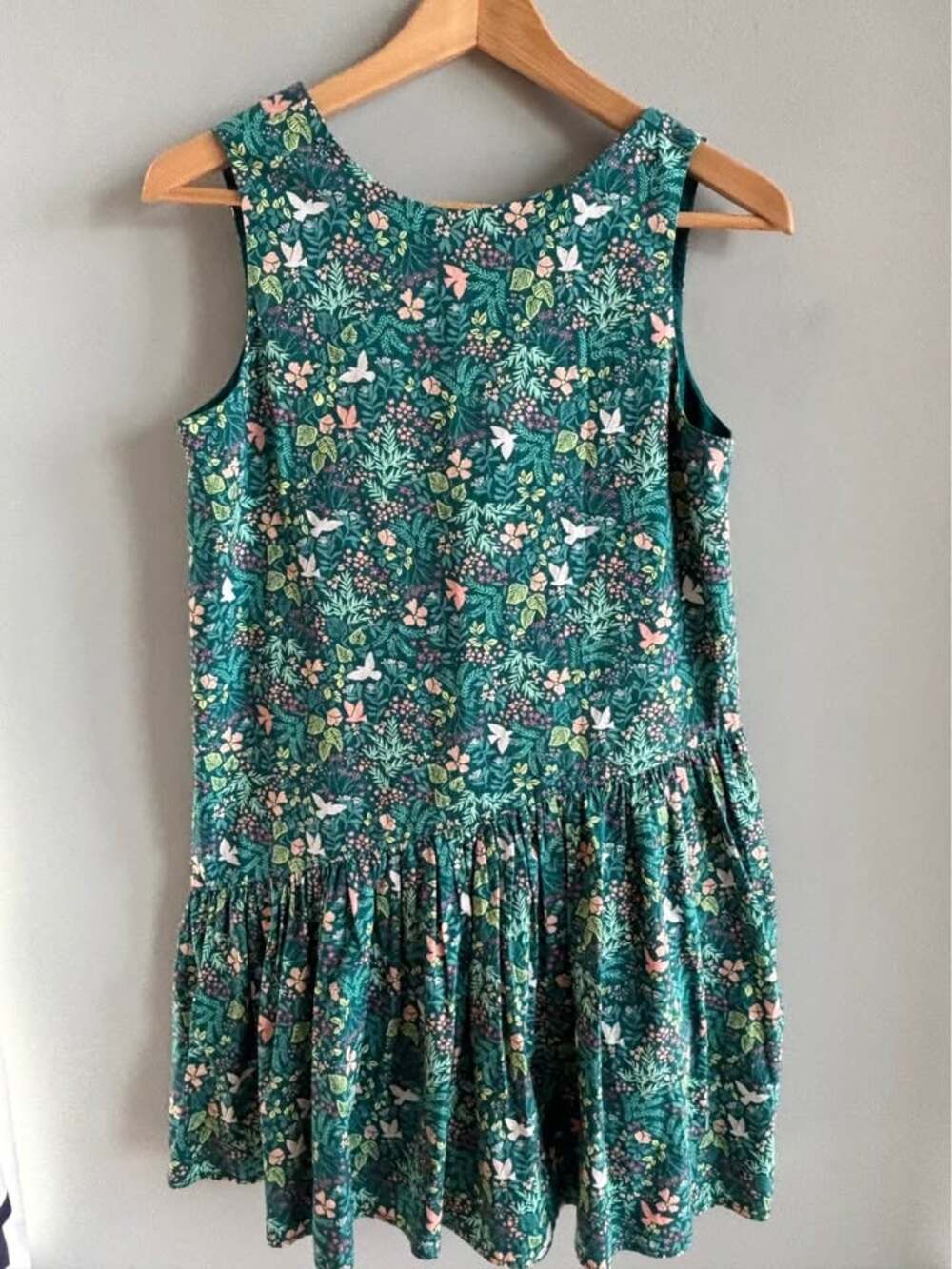 Tea Collection Girls Size 16 Green Woodland Floral & Butterfly Drop-Waist Twirl